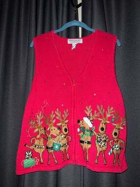 Ugly Christmas Sweater Vest Xmas Size Large